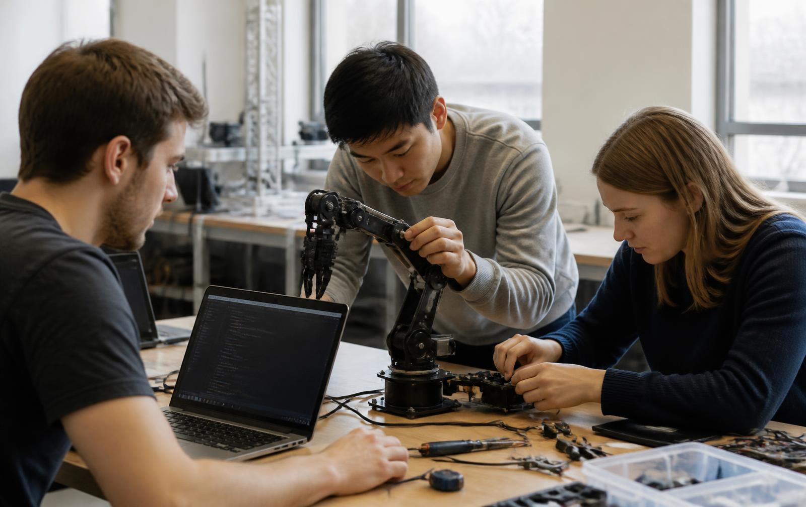Studentisches Robotikteam beim Integrationstest